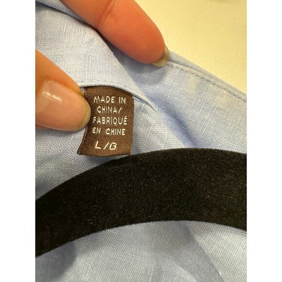 Joseph Abboud Men's Large 100% Linen Blue Button Down Shirt Long Sleeve - Picture 7 of 7